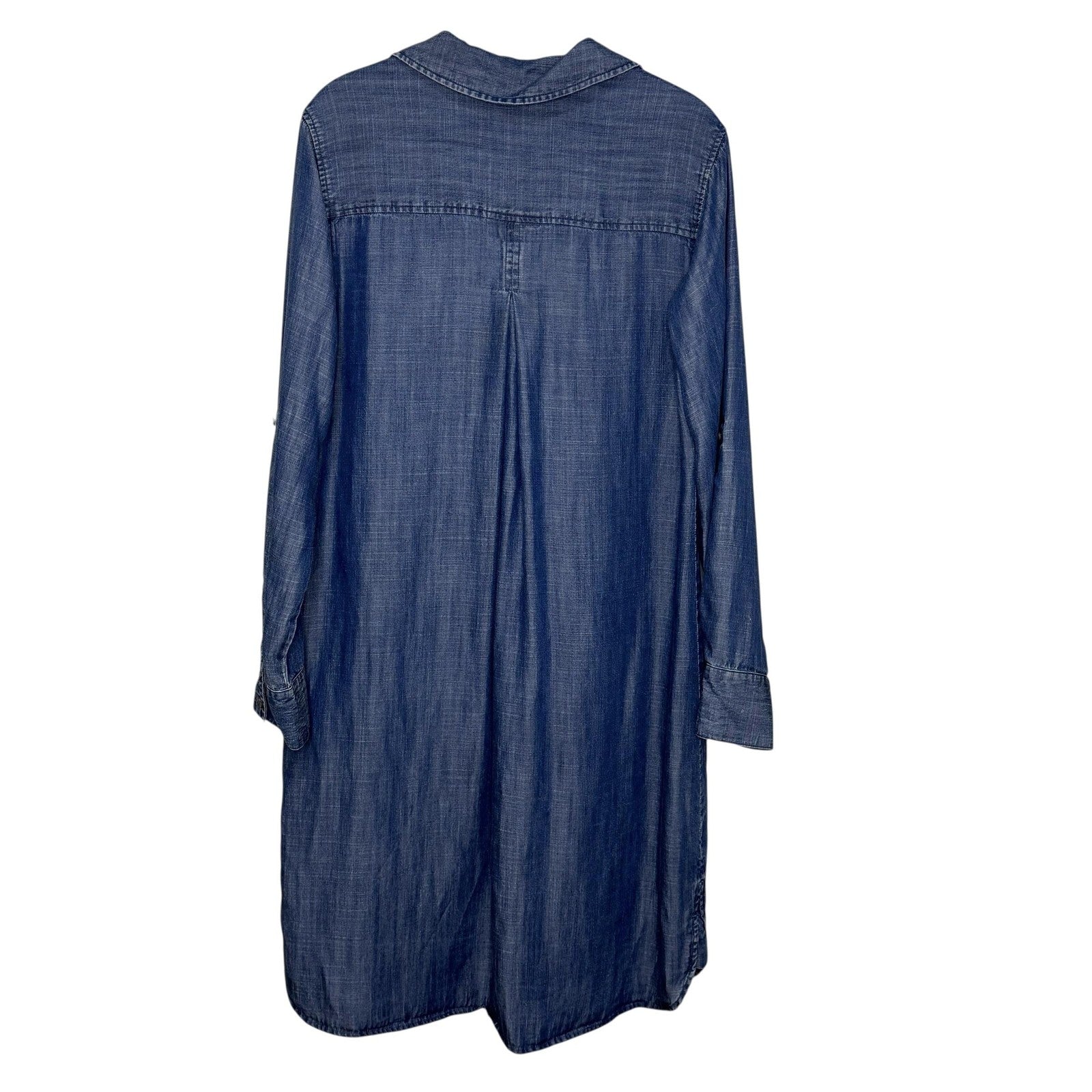 Soft Surroundings Shirt Dress Small Medium Blue Tencel Lyocell Denim Button Up
