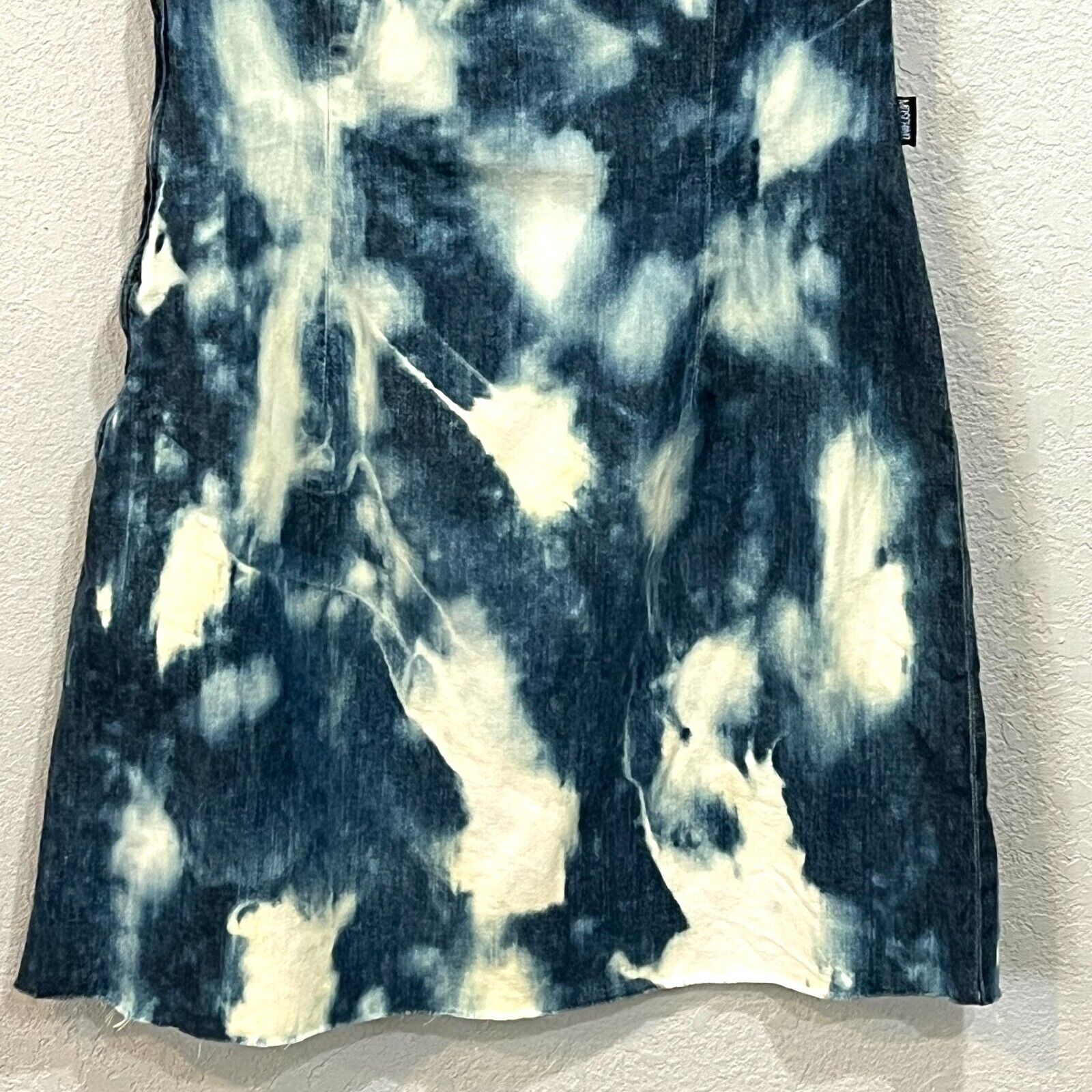 Moschino Blue White Denim Tie Dye Off The Shoulder  Mini Dress Size Small