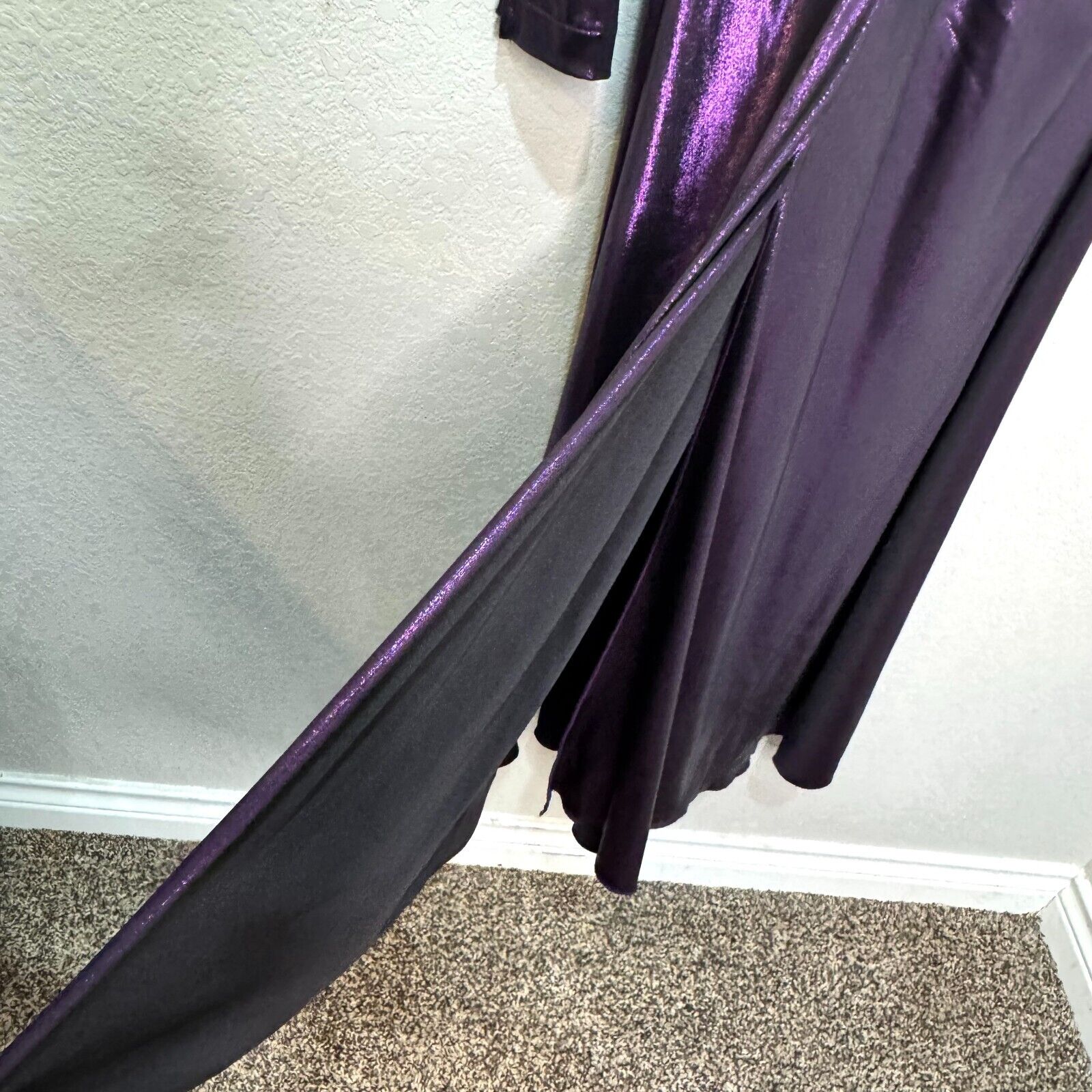 ROTATE Birger Christensen Midi Dress Size Small Number 7 Metallic Purple Ruched