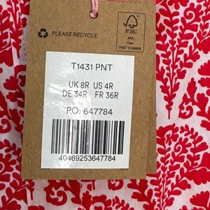 BODEN Sienna Cotton Shirt Size 4 NEW Raspberry Blossomy Print Button Up $92