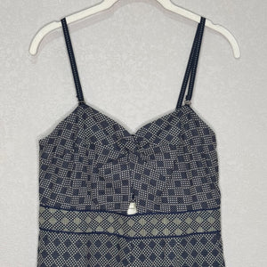 Anthropologie elevenses Remy Jumpsuit Size 6 Navy Blue Print Sleeveless Cotton