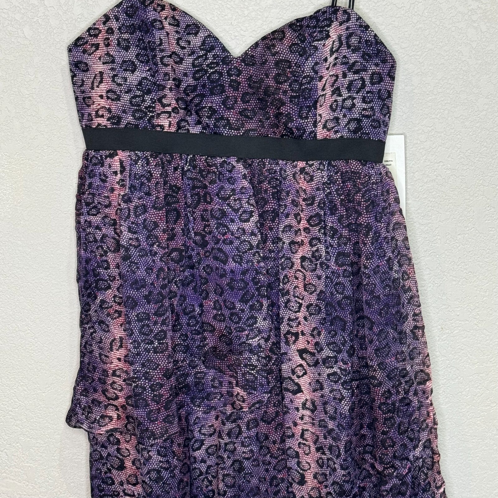 Adam Lippes Dress Size 10 NEW Silk Purple Animal Print Tiered Midi $475