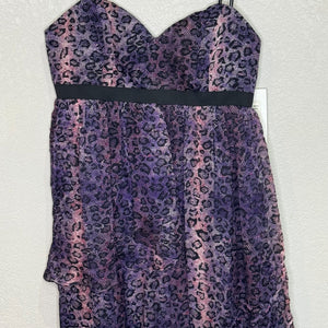 Adam Lippes Dress Size 10 NEW Silk Purple Animal Print Tiered Midi $475
