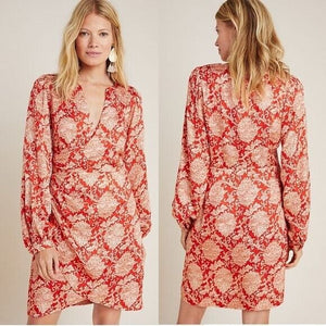 Anthropologie Skylar Surplice Silk Blend Mini Dress Size 4 NEW $258