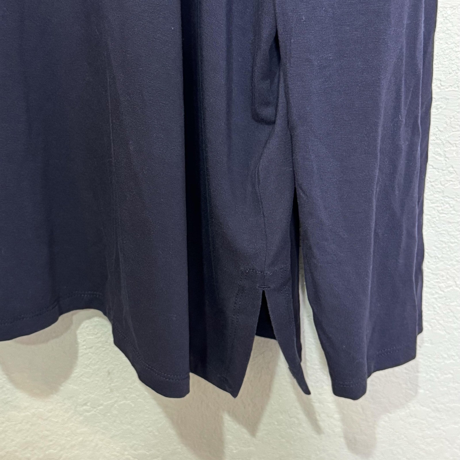 Eileen Fisher Shirt Womens 1X Blue Long Sleeve Tencel Lyocell Stretch Side Slit