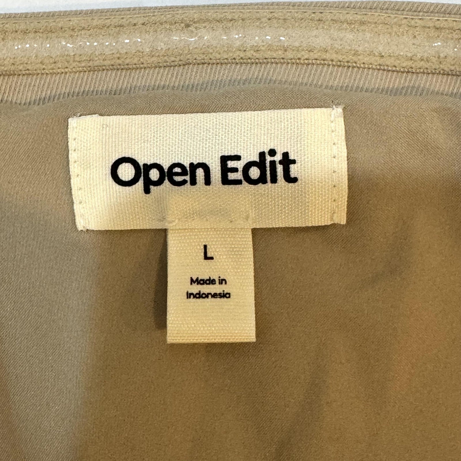 Open Edit Halter Crop Vest Womens Large Beige Button Front Sleeveless Blouse Top