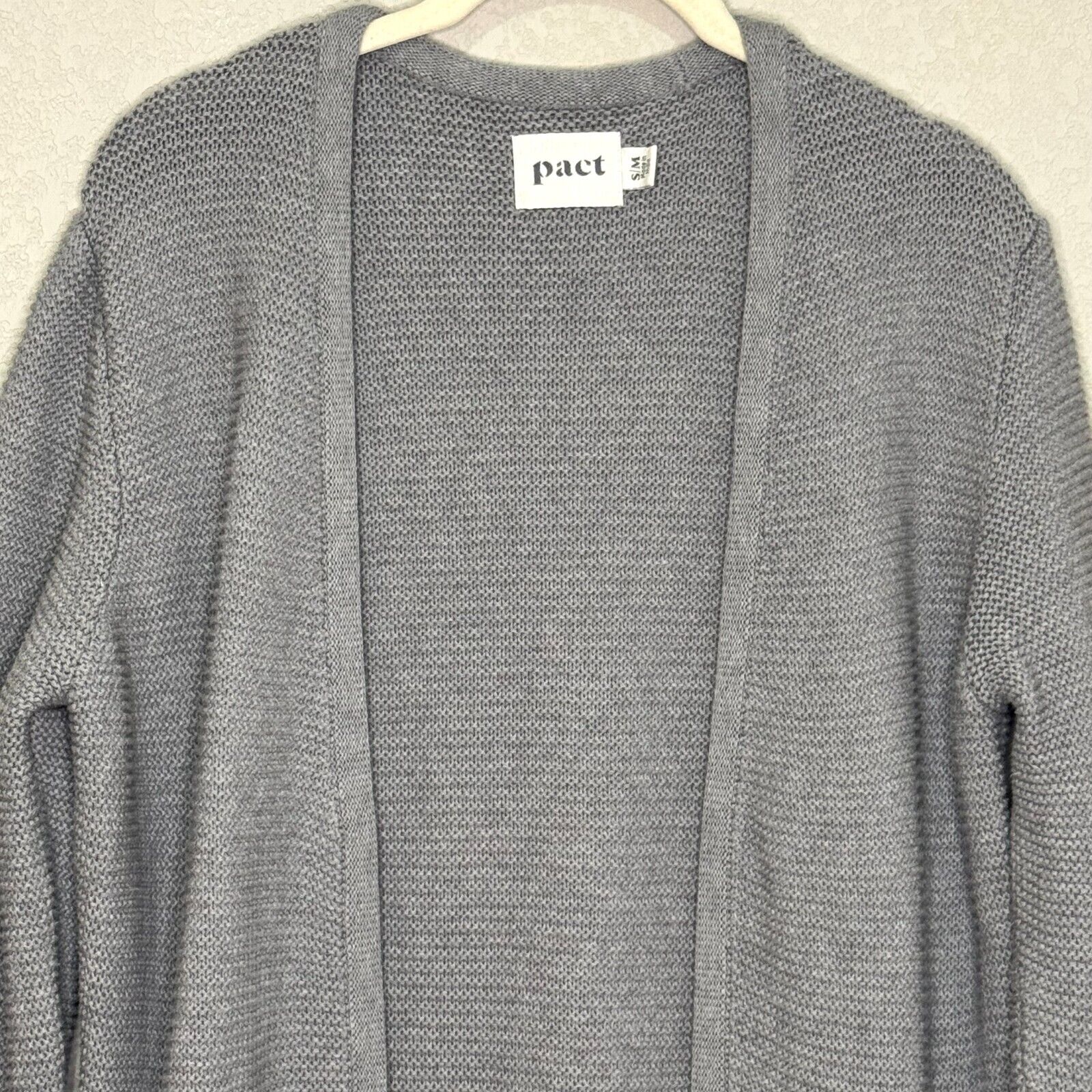 Pact Organics Knit Sweater Long Cardigan Coatigan Size Small / Medium Gray