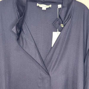 Vince Shirt Womens 3X Navy Blue Silk Blend Relaxed Open Front Draped Blouse