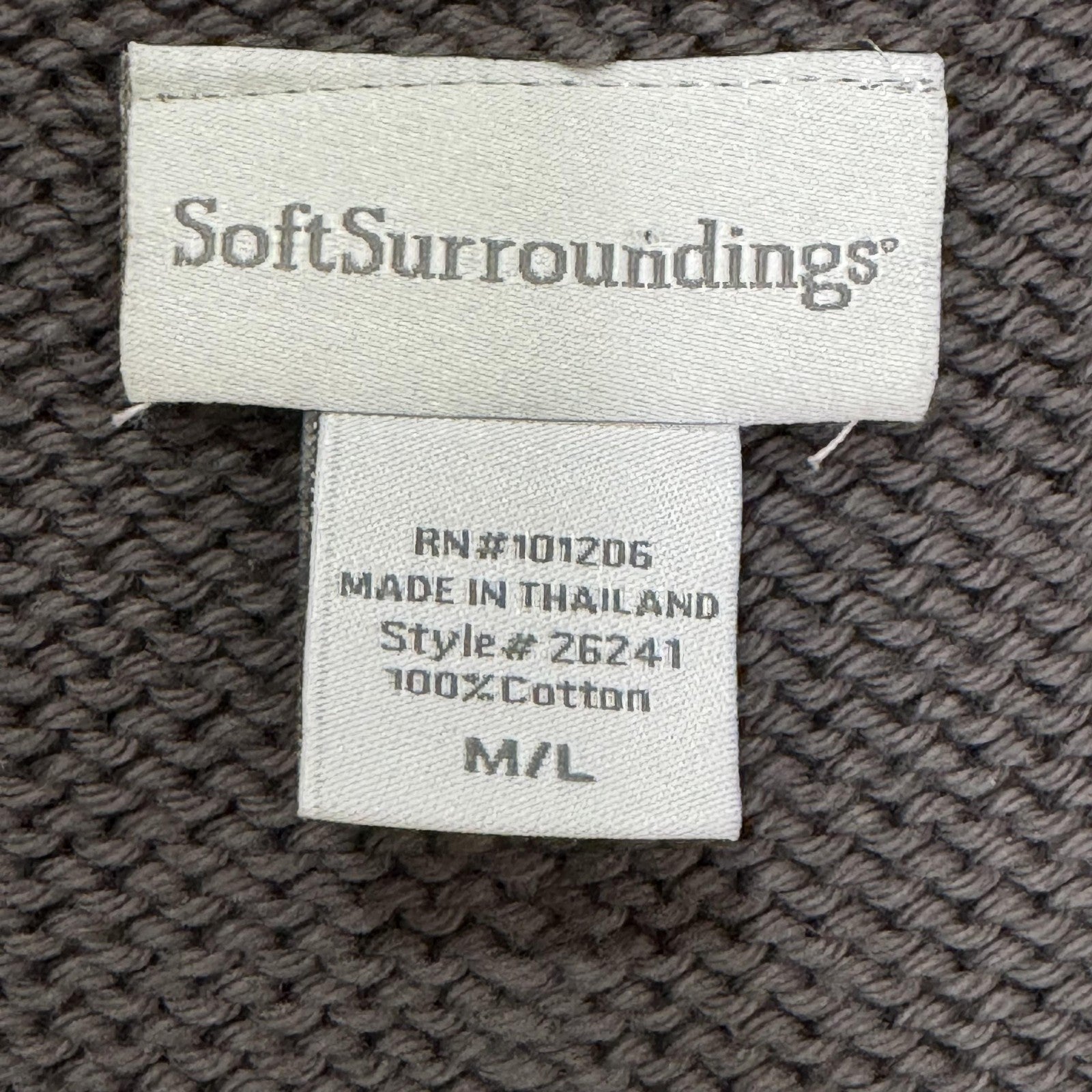 Soft Surroundings Sweater Womens M/L Gray Button Front Cardigan Crochet Trim