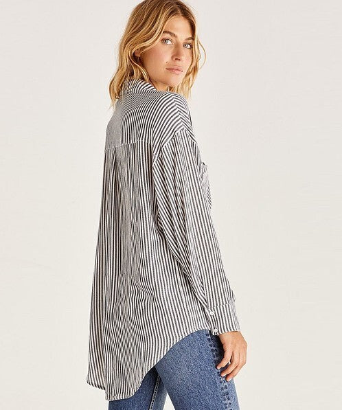 Z Supply Lalo Button Up Top Tunic Size XS / Small Striped Black White