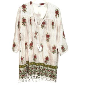 Roller Rabbit White Valley Floral Serafina Tunic Cover-Up Size Small