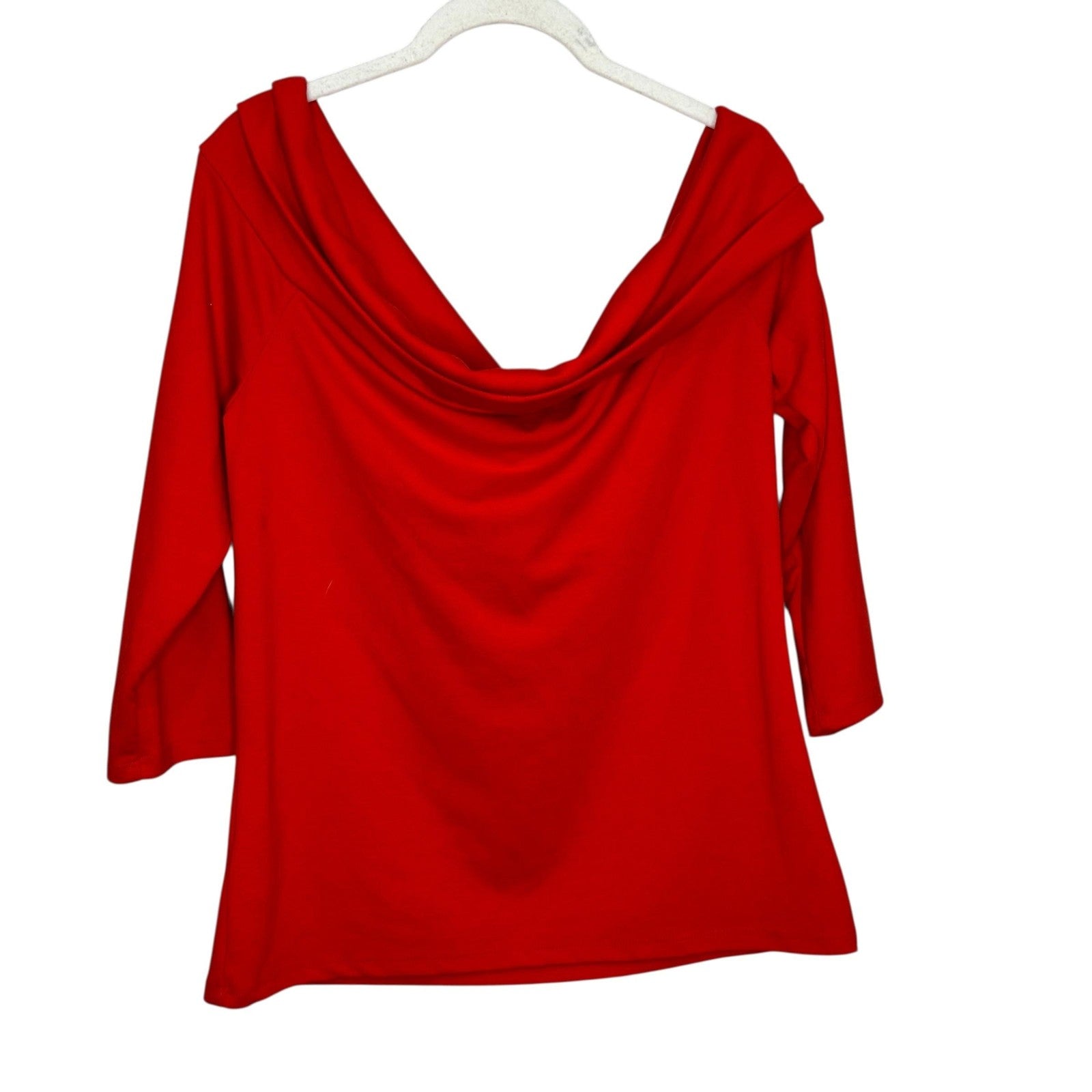 Anthropologie Top Womens Large Off Shoulder 3/4 Sleeve Drape Neck Pullover