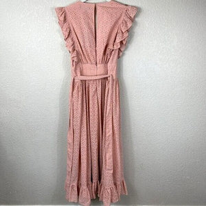 Robert Rodriguez Pink Ruffle Eyelet Midi Dress Size 6 $545