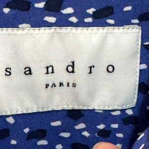 Sandro Paris Blue Dot Button Up Shirt Size Large