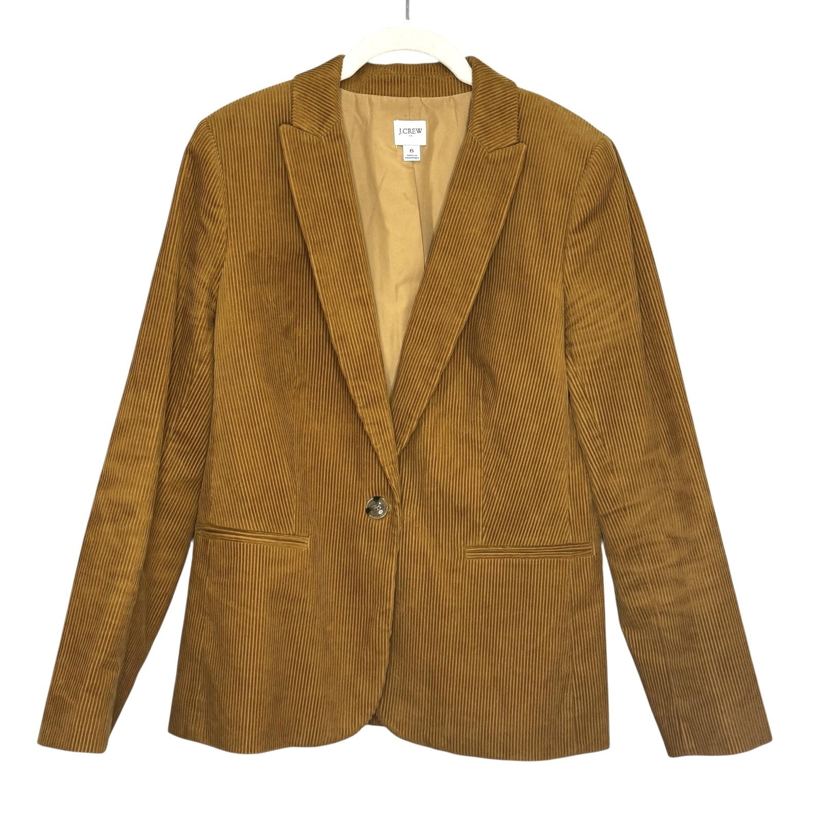 J Crew Blazer Womens 6 Brown Corduroy One Button Jacket Fall Office Style FA23