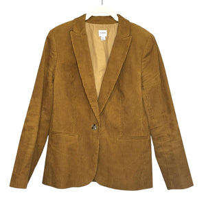 J Crew Blazer Womens 6 Brown Corduroy One Button Jacket Fall Office Style FA23