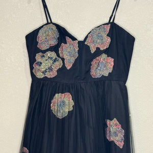 NWT Anthropologie Geisha Designs Black Floral Tulle Corset Dress Sz Medium $348