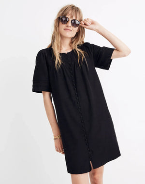 Madewell Pleated Button-Front Shift Dress Size XXL Black Lined