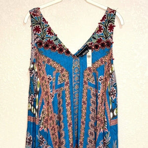 Anthropologie Hemant & Nandita Dress Size Small Blue Zarna Floral Maxi $228