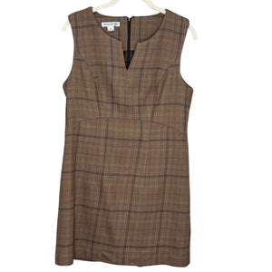 Pendleton Shift Dress Size 10 $198 Brown Plaid Wool Blend Sleeveless