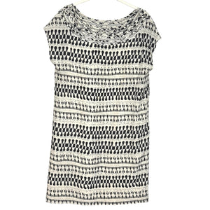Club Monaco Dress Small Black White Silk Crochet Neckline Patterned Y2K