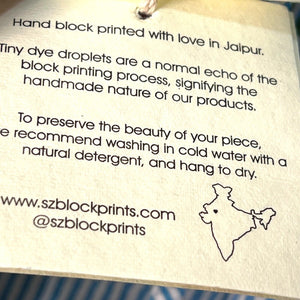 SZ Blockprints Blue Aneeza Print Thin Stripe Priya Dress Size Small NEW $188