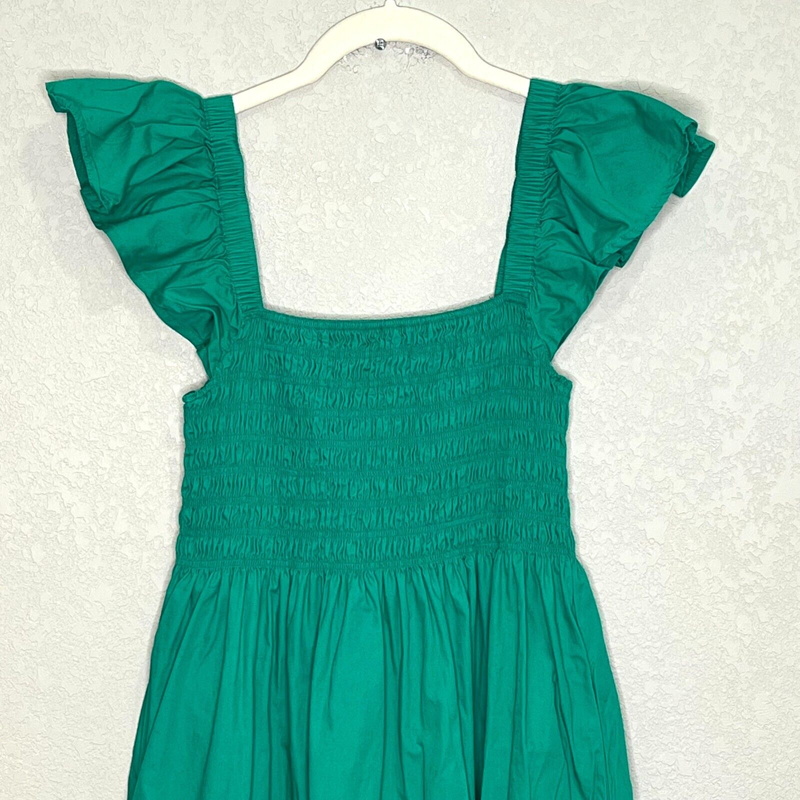 o.p.t Green Smocked Cotton Midi Dress Size XS