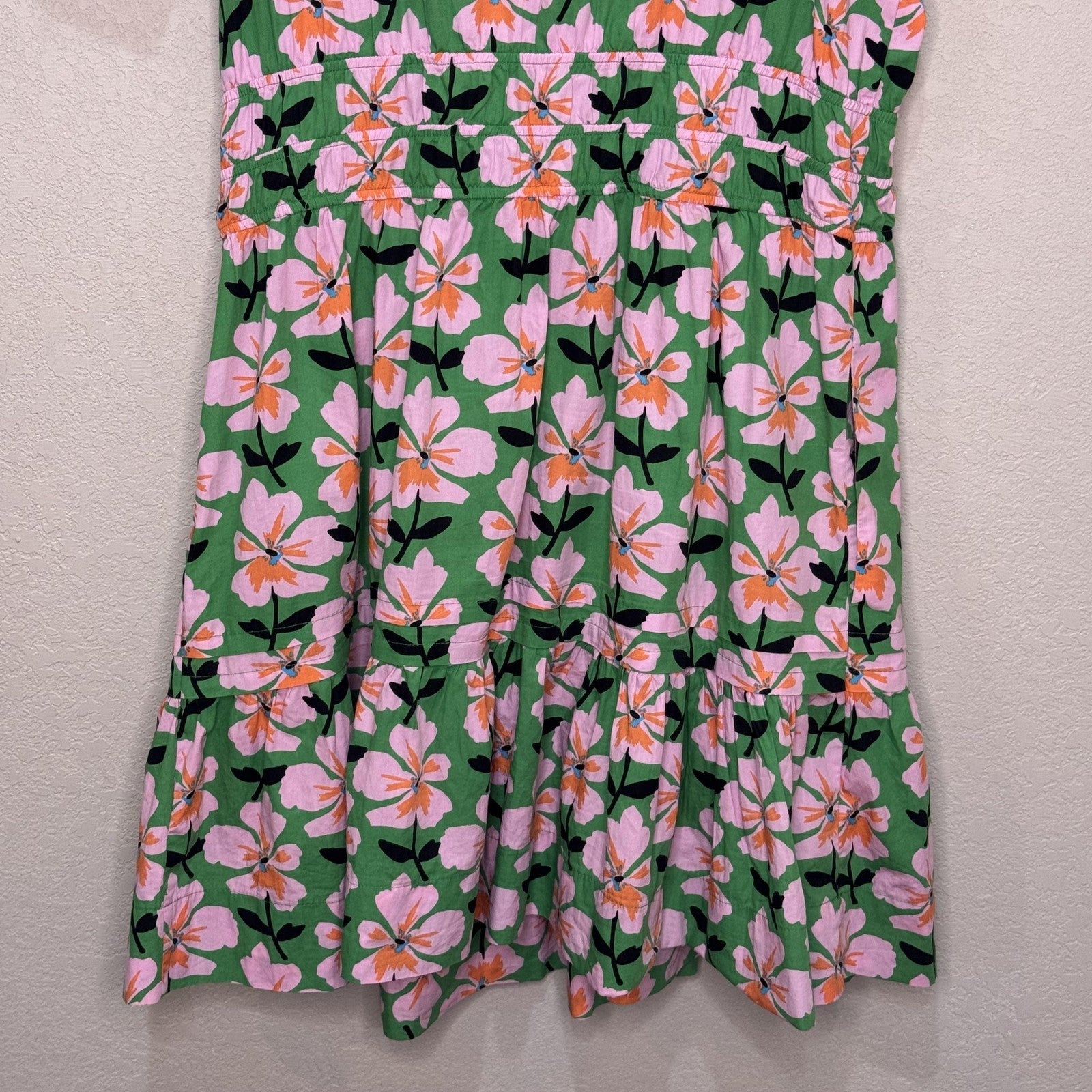 Anthropologie Somerset Dress Large Floral Boho Mini Short Sleeve Pockets