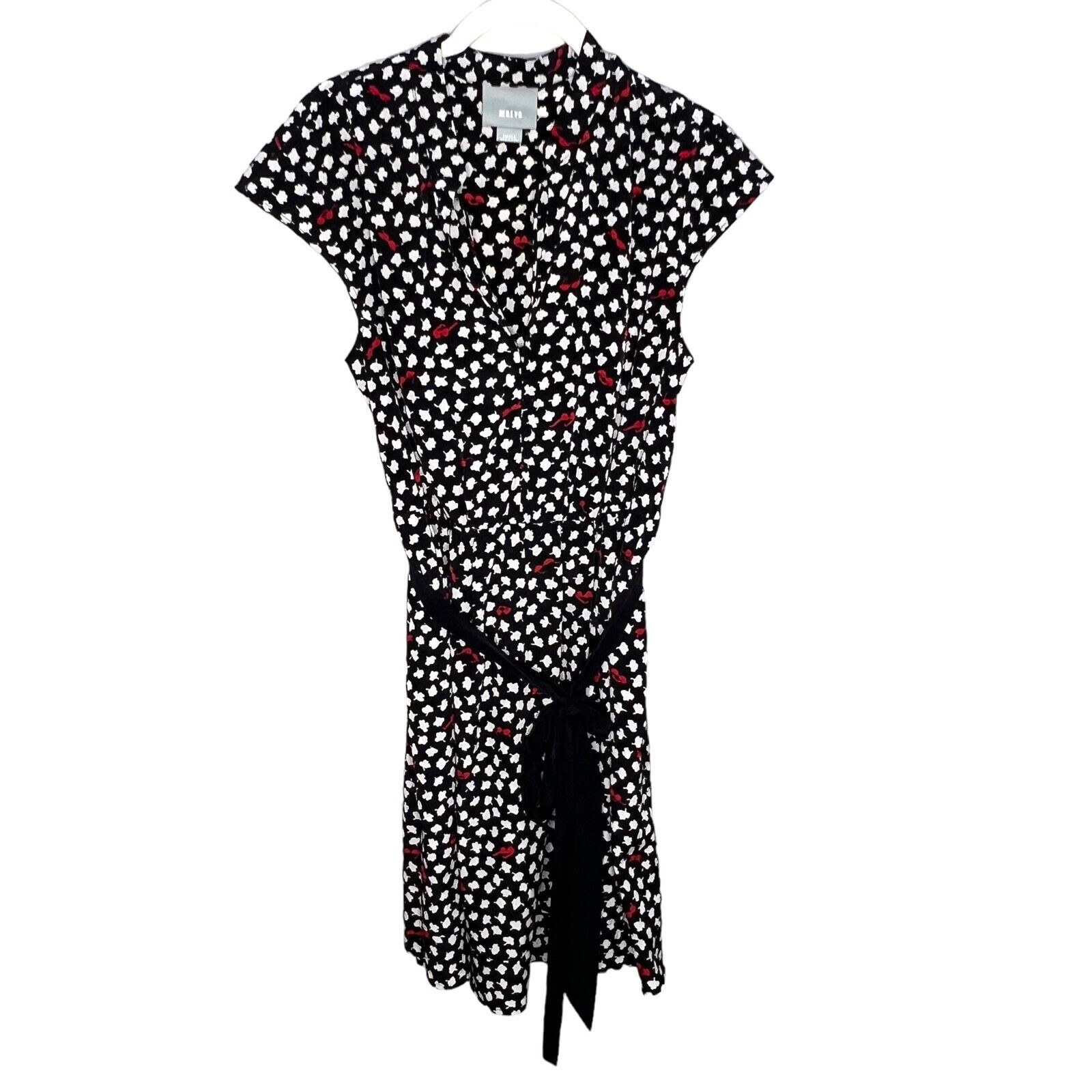 Anthropologie Maeve Odelia Black, Red, & White Sunglasses Print Dress Size Small