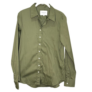 The Shirt Rochelle Behrens Size Large Olive Green Long Sleeve Button Down Icon