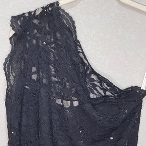 Boston Proper Black Lace Top Size Small One Shoulder NEW $59