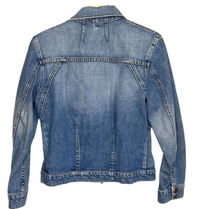 Free People Denim Jean Jacket Size Medium Blue Cropped Long Sleeve