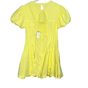 Anthropologie Maeve Yellow Puff Sleeve Pleated Mini Dress Size Small NEW $148