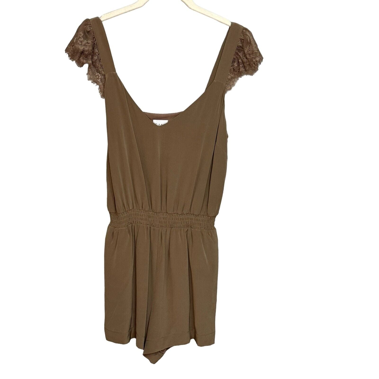 CAMI NYC Brown Lace V-Neck One-Piece Shorts Romper Size XS NEW $253