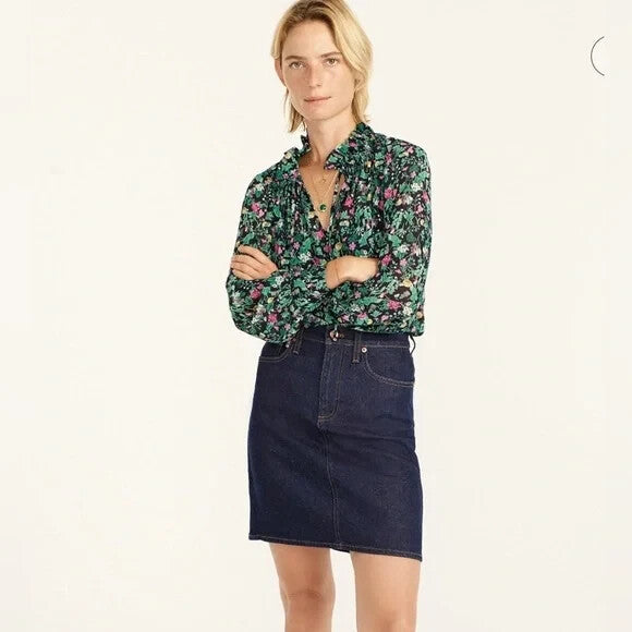J. Crew Ruffle Top w Cami Size Medium Floral Garden Drapey Tie-Neck