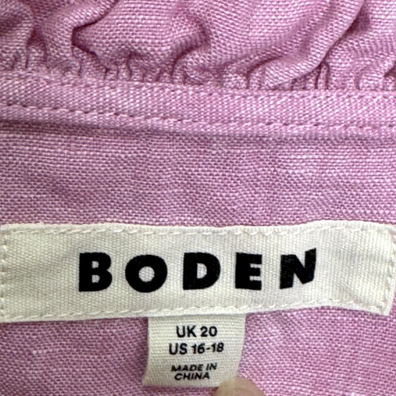 Boden Grace Linen Top Womens XL 16-18 Long Sleeve Ruffle Neck Lightweight Blouse