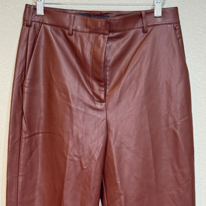 French Connection NEW Brown Crolenda Faux Leather Tapered Trouser Pants Size 6