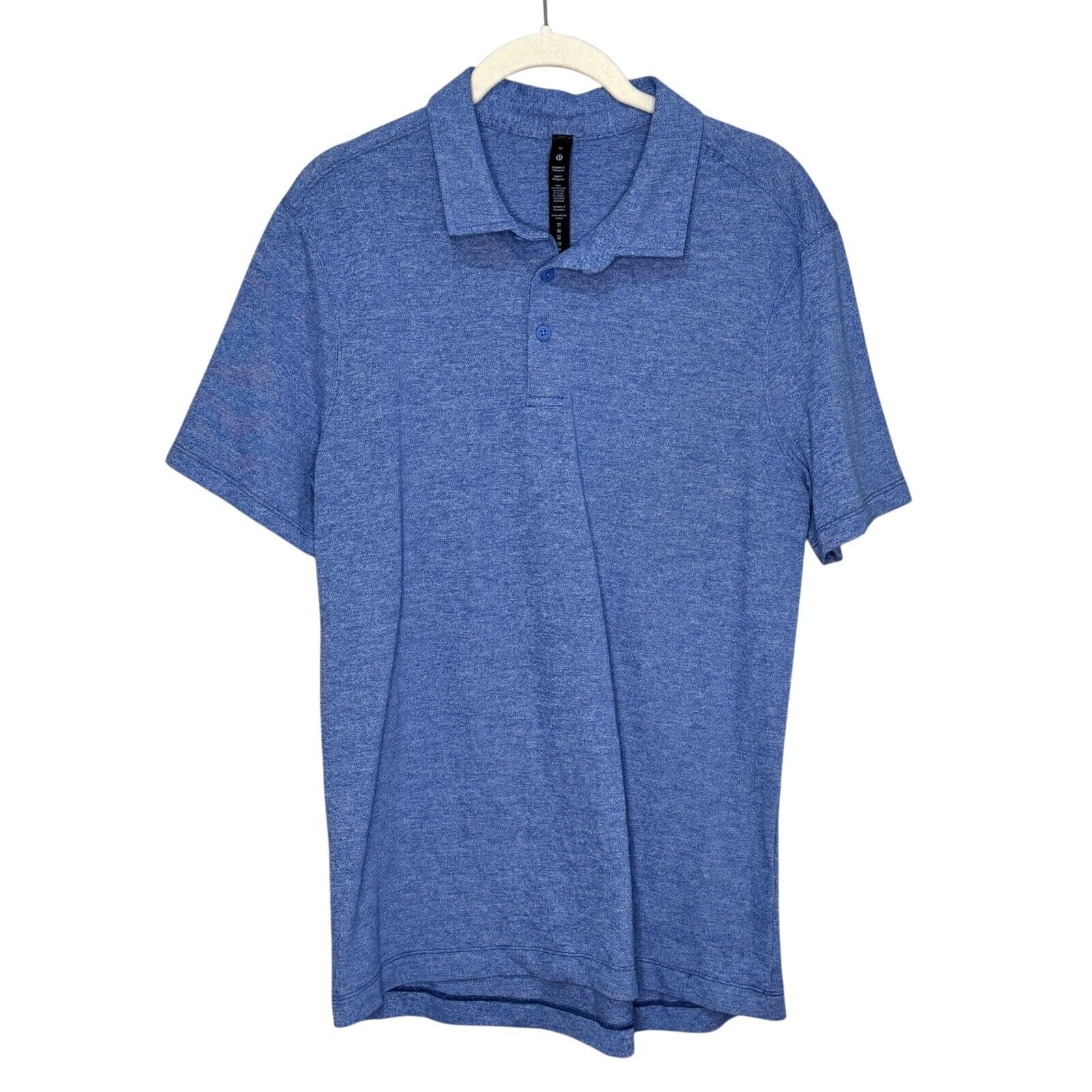 Lululemon Mens Evolution Short Sleeve Polo Size Medium Blue Heather