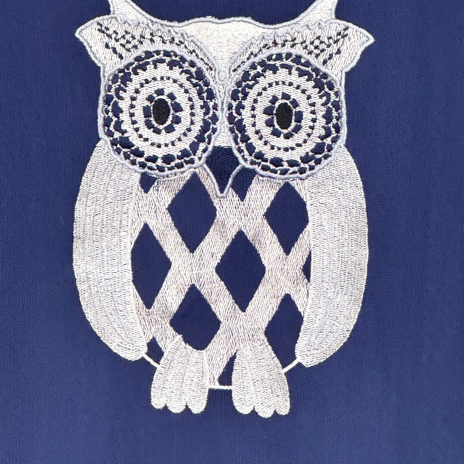 Rara Avis Iris Apfel Top Size Small Blue Embroidered Owl Chiffon