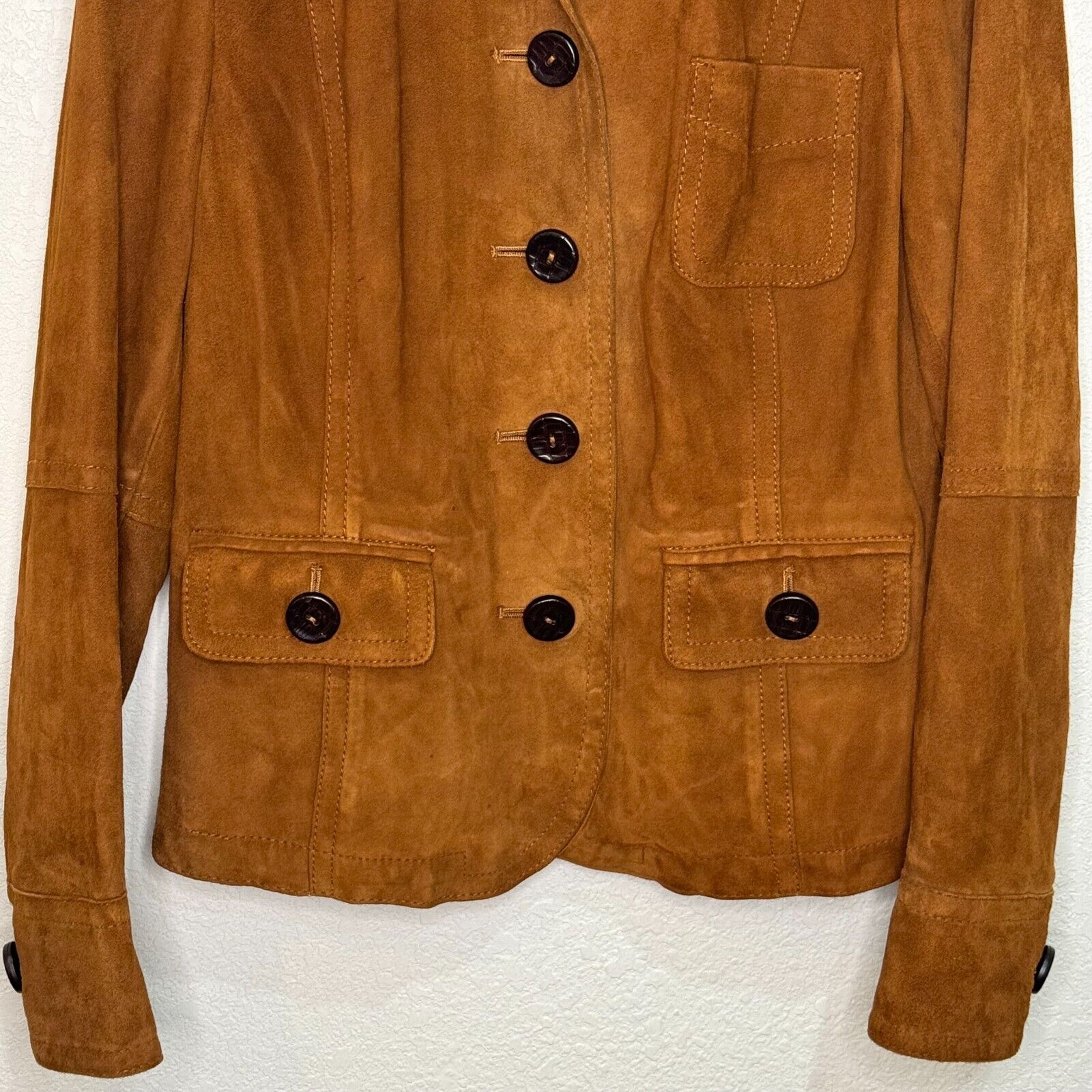 Talbots Caramel Brown 100% Suede Soft Leather Jacket Size Small