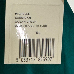 Hobbs London NEW Michelle Cotton Cardigan in Ocean Green Size XL $125