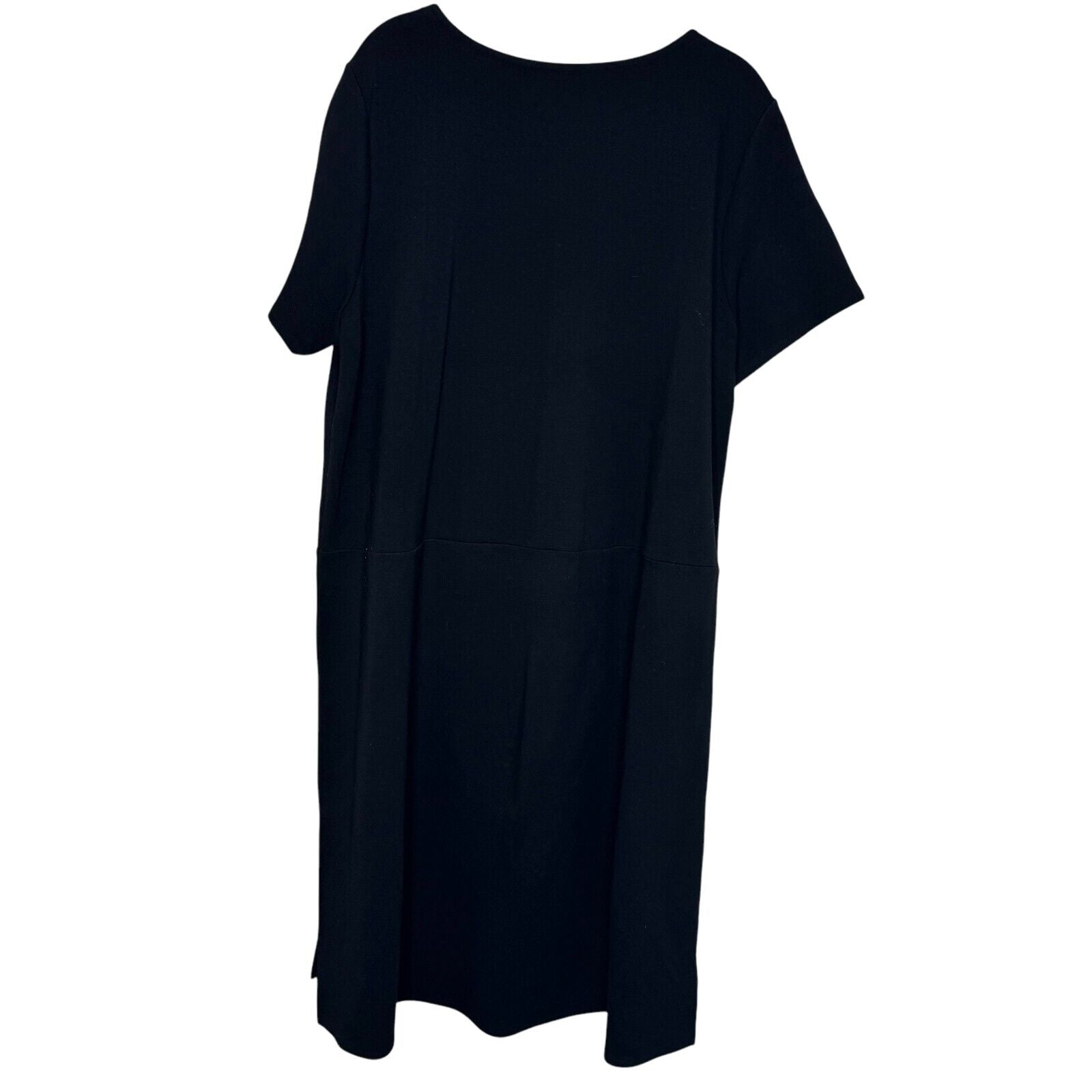 Eileen Fisher Black T Shirt Dress Size XL Tencel Nylon Spandex Short Sleeve