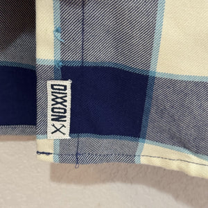 Dixxon Flannel Co Shirt Womens Medium Blue Gray Cream Plaid Bar Harbor Workwear
