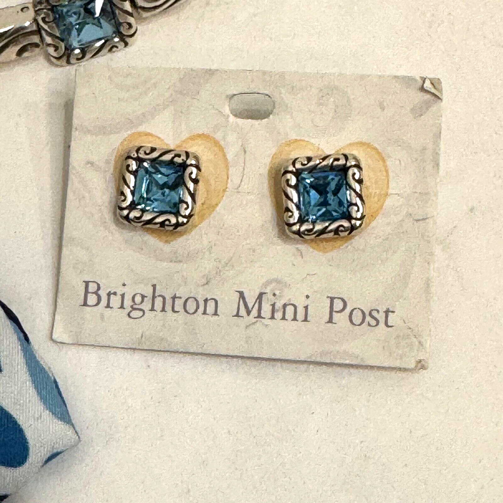 Brighton Blue Silver Regina Mini Post Earrings & Bracelet NEW