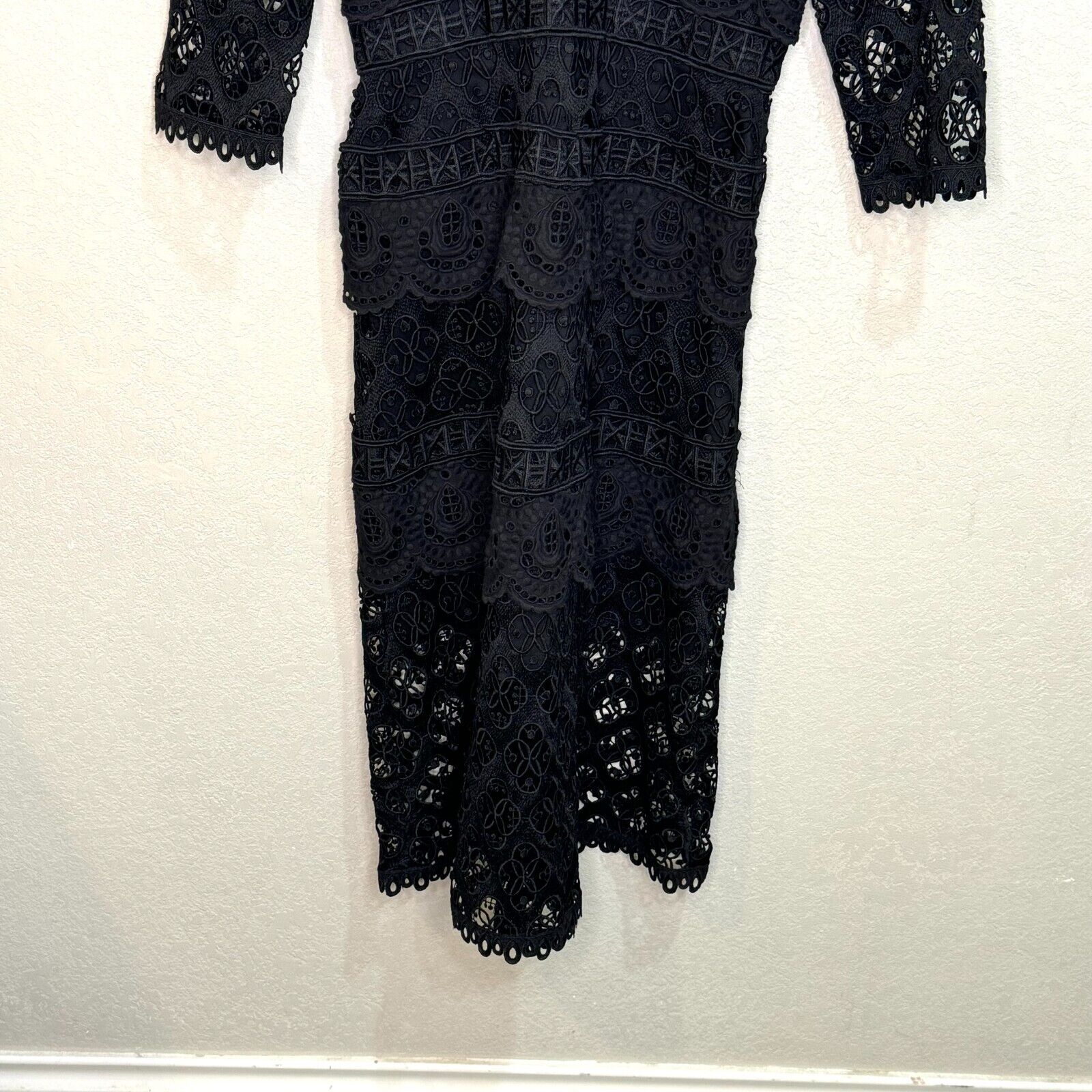 Sea New York NEW Black Laurel Lace Midi Dress $480 Size 6