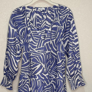 Rails Sia Dress Size Medium Island Waves Blue White Tropical Print Cotton $228