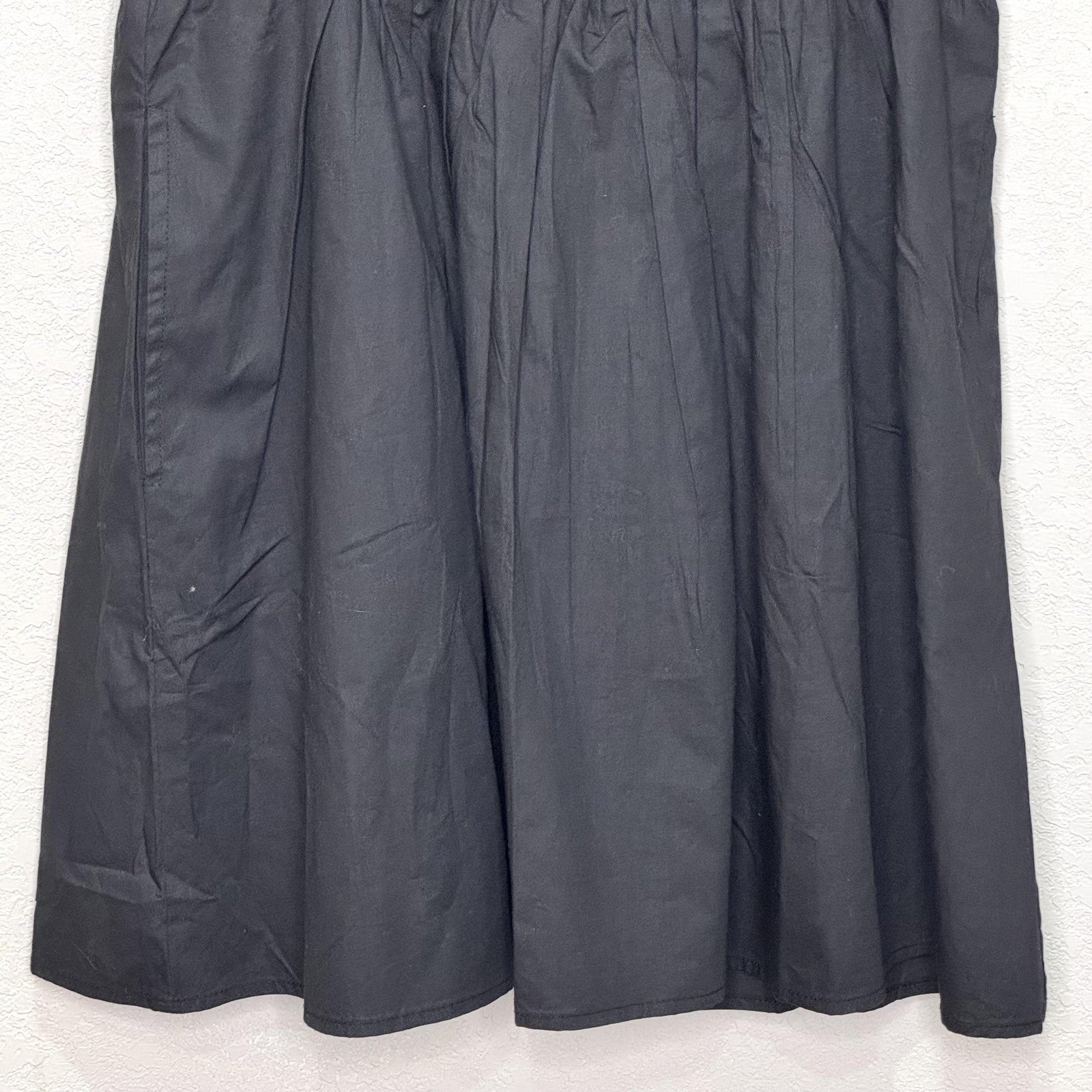 French Connection Dress Womens 6 Black Puff Sleeve Organic Cotton Pockets New