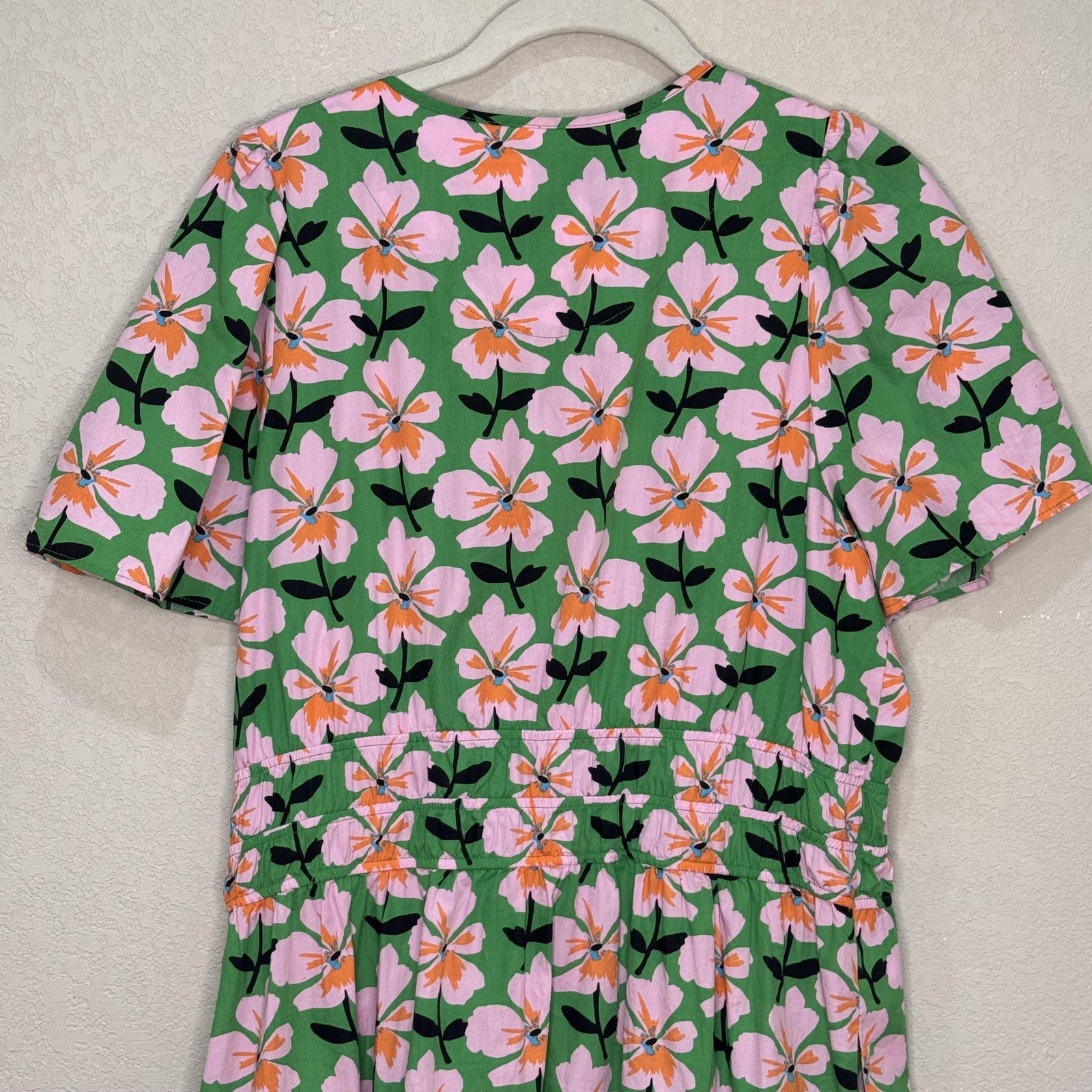Anthropologie Somerset Dress Large Floral Boho Mini Short Sleeve Pockets