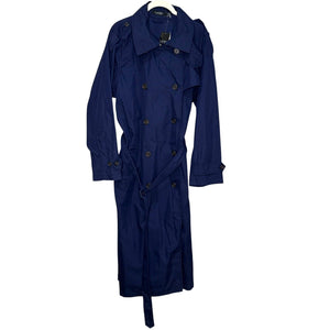 Lauren Ralph Lauren Navy Trench Coat Jacket Size 10 NEW Cotton Blend Twill Str