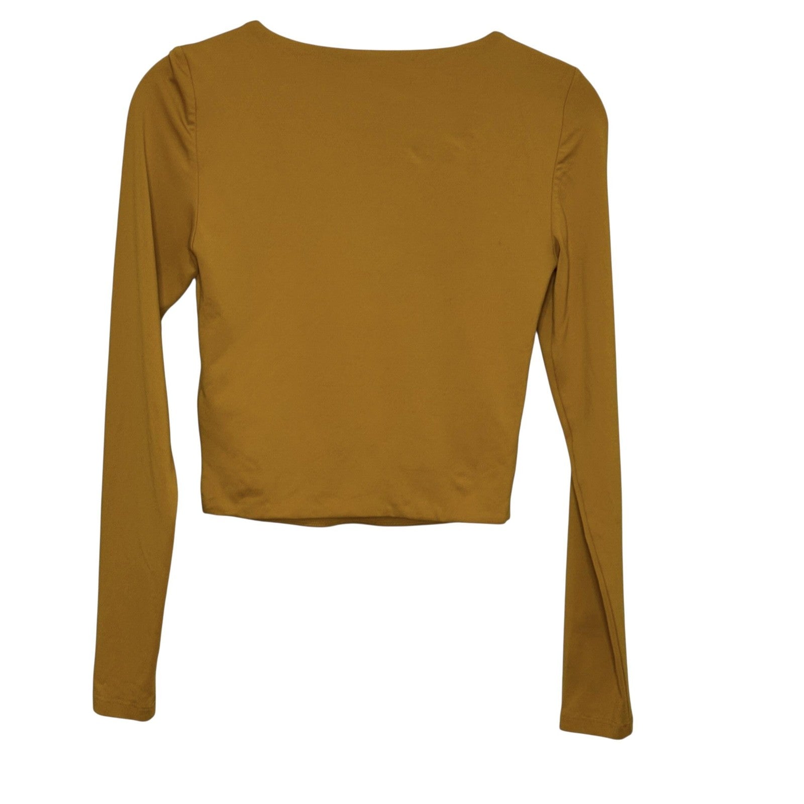 Babaton Contour Crop Top Womens Small Camel Brown Long Sleeve Scoop Neck Fitted